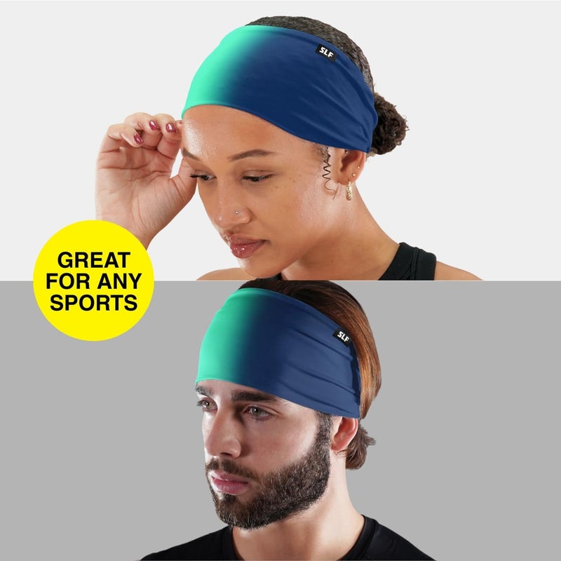 SLEEFS Sweat Bands Headbands Men & Women - Cooling Sports Mens Headband for Running, Football, Basketball, Cycling, Workout - Sweat Moisture Wicking Head Band Stretch Fit, Non-Slip Design - One Size - Image 2